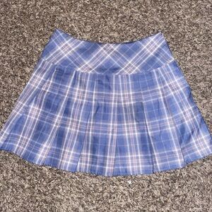 Plaid Pleated Blue Skirt